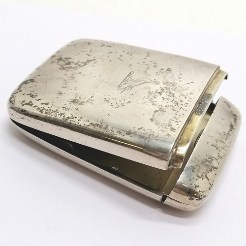 862 - 1900 silver cigarette case by IE - 8.5cm x 6cm & 98g ~ lid has split to 1 side and the case has some... 