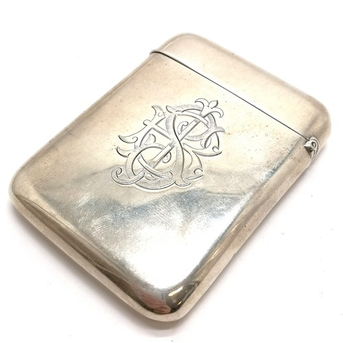 867 - Victorian silver card case - 7.5cm x 5.5cm & 55g total weight ~ has monogram to 1 side