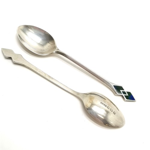 868 - Liberty of London cased set of silver & enamel spoons - 9.5cm & 39g total weight ~ very light abrasi... 