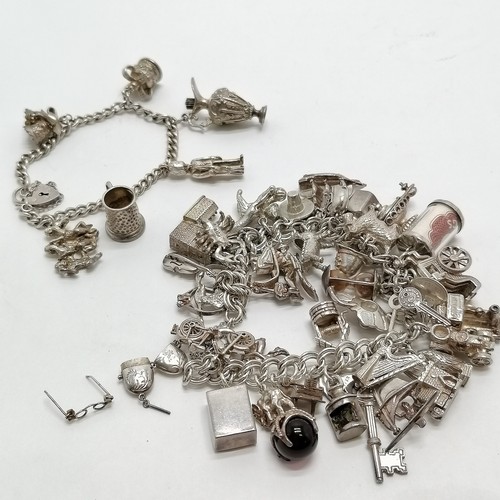 871 - 2 x silver charm bracelets inc 1 very full bracelet inc Nuvo, enamel St Christopher, case containing... 