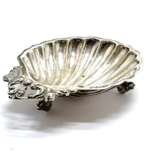 874 - 835 silver marked shell butter dish, no liner, 12.5 cm x 10cm T/W Scottish silver marked antique mus... 