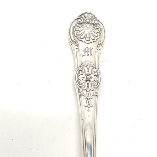 892 - Heavy antique silver hallmarked Kings pattern soup ladle London 1837 by Edward Edwards 34cm long 307... 