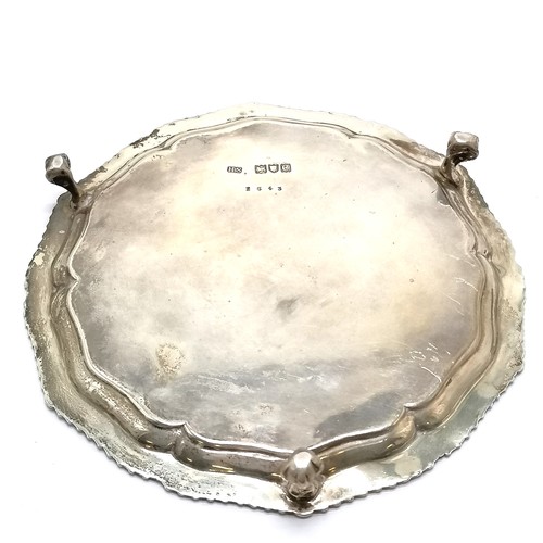 900 - Victorian Silver hallmarked salver London 1899 with gadroon border, 15cm diameter 172g- No obvious d... 