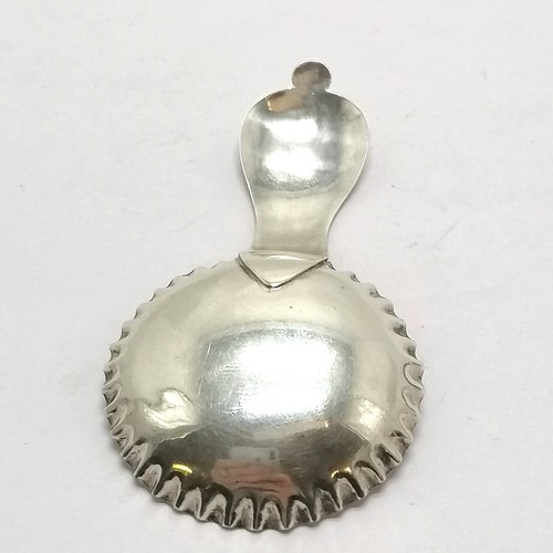 908 - Victorian silver hallmarked caddy spoon Chester 1856 crimped rim to gilded bowl and leaf decoration ... 