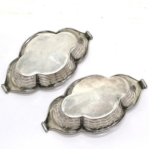 912 - Pair of antique silver hallmarked Mappin & Webb boat shaped dishes with pierced decoration Birmingha... 