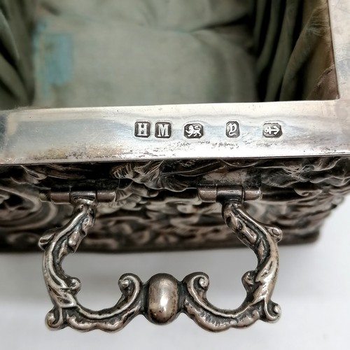 916 - Antique silver hallmarked casket by Henry Matthews Birmingham 1898. Profuse Rococo decoration and ca... 