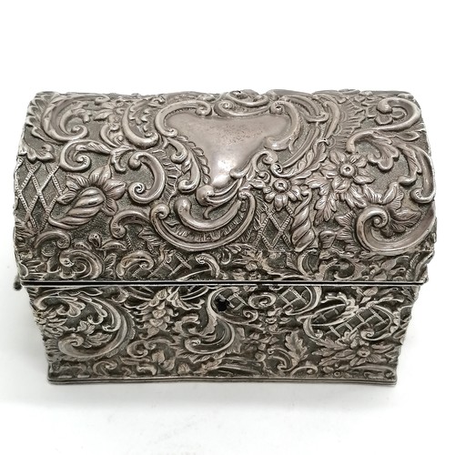 916 - Antique silver hallmarked casket by Henry Matthews Birmingham 1898. Profuse Rococo decoration and ca... 