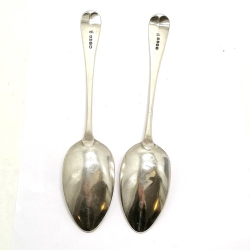 921 - 1811 George III silver pair of table spoons by George Wintle - 22.5cm & 130g ~ dents to 1 bowl