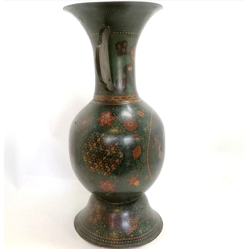 29 - Large scale antique Chinese cloisonne 2 handled floor standing vase - 75cm high & 32cm diameter ~ ha... 