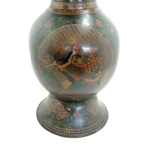 29 - Large scale antique Chinese cloisonne 2 handled floor standing vase - 75cm high & 32cm diameter ~ ha... 