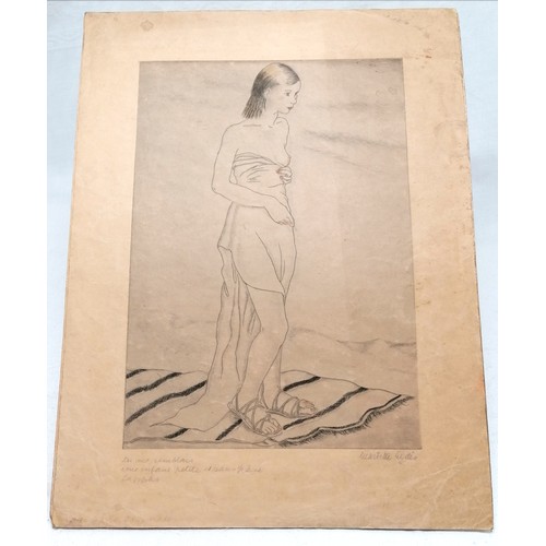 62 - Mariette Lydis (1887-1970) 2 x hand signed Sappho poem prints (32.5cm x 25cm) t/w 2 unsigned prints ... 