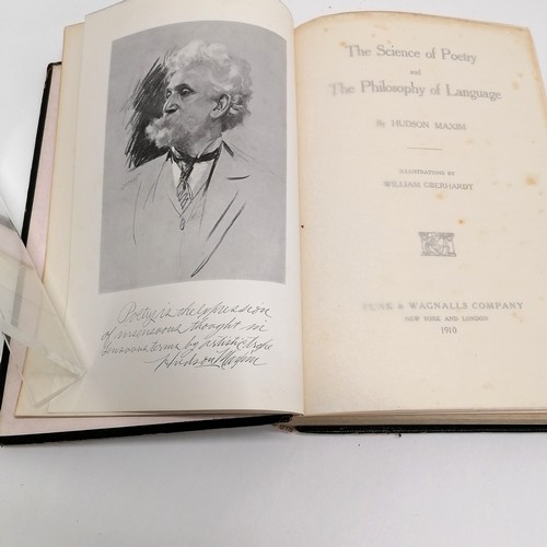 95 - 1910 book - 'The Science of Poetry and the Philosophy of Language' signed by author Hudson Maxim (18... 