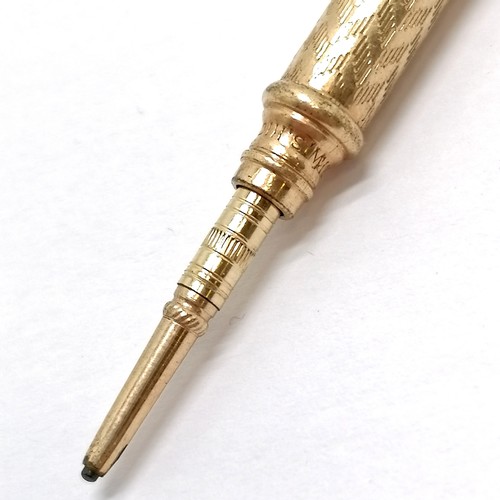 138 - W S Hicks New York gilt metal propelling pencil - 8cm extended - SOLD ON BEHALF OF THE NEW BREAST CA... 