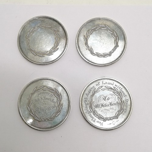 150 - 4 x Whalley Society for improvement of agriculture (instituted in 1810) unmarked silver medallions -... 