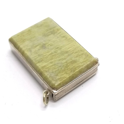 163 - Vesta case set with green hardstone panels 4cm x 2.5cm- No obvious damage