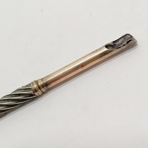 165 - Continental silver marked dip pen with gold detail 15cm long- Signs if wear