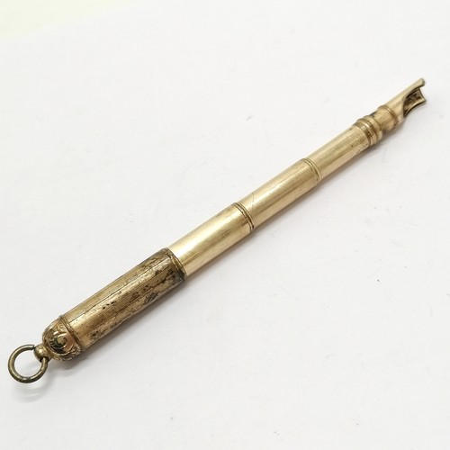 166 - Unusual antique telescopic dip pen in gilt metal 11cm long extended- has wear to the gilding