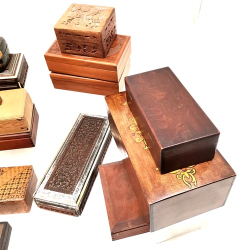 176 - Collection of assorted boxes to include Marquetry inlaid sectional box  20 cm x 9.5 cm,  another sim... 