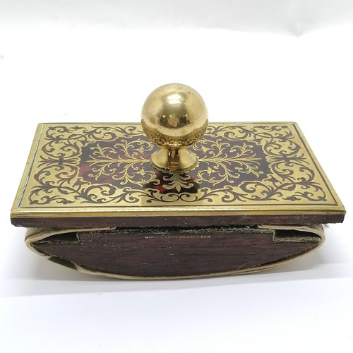 177 - Antique boule work desk blotter with brass handle and rosewood veneer by W G Vickery Regent St. Lond... 