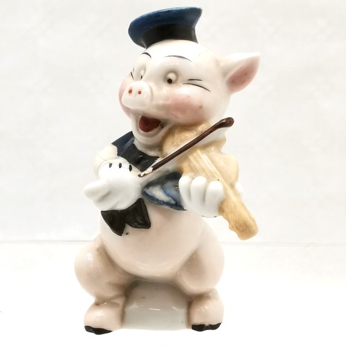 186 - Early Walt Disney novelty porcelain pig toothbrush holder no. 881485- 11cm high - has a hairline cra... 