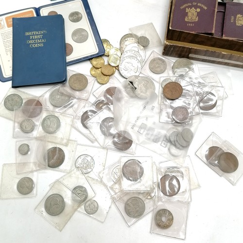 192 - Qty of mostly GB coins inc boxed 1951 KGVI crown + some foreign (inc Hong Kong) - SOLD ON BEHALF OF ... 