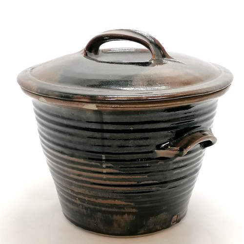 199 - David Leach personal seal marked large stoneware lidded bread crock - 33cm diameter & 28cm high and ... 