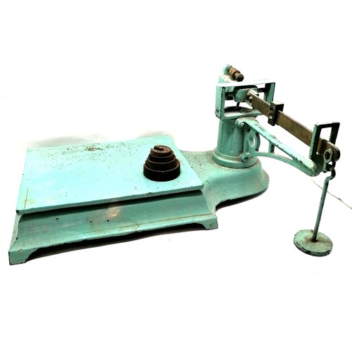 213 - Set of cast metal proportional counter scales weighing up to 24st and with duck egg blue paint finis... 