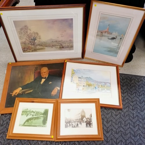 241 - 6 framed prints including Churchill