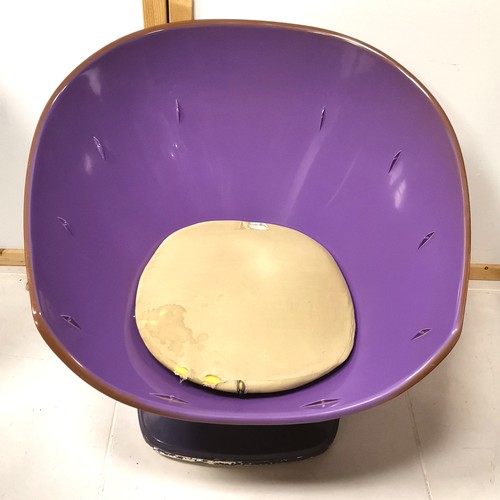 243 - Mid 20th C  Raphael Raffel 1960's purple plastic chair with original circular design upholstery. 73c... 