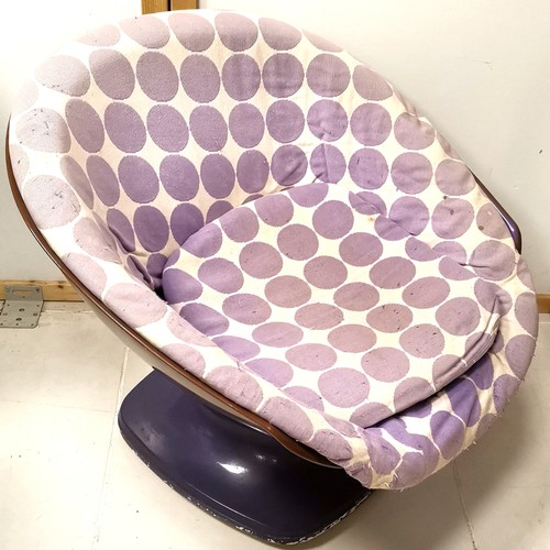 243 - Mid 20th C  Raphael Raffel 1960's purple plastic chair with original circular design upholstery. 73c... 