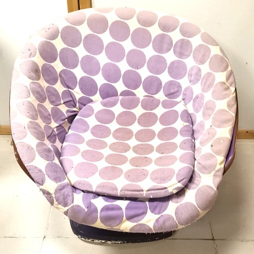 243 - Mid 20th C  Raphael Raffel 1960's purple plastic chair with original circular design upholstery. 73c... 