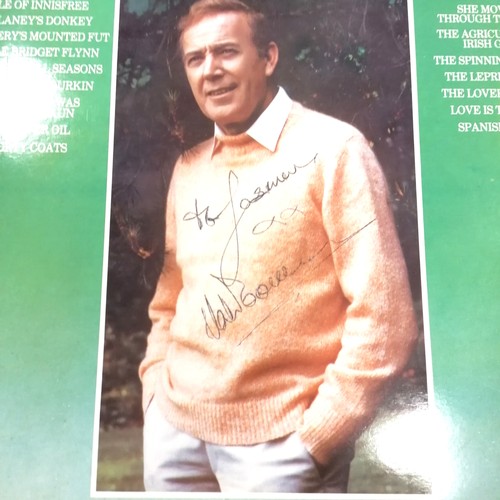 247 - Qty of mostly hand signed Val Doonican records (approx 50) + mounted poster (76cm x 102.5cm) t/w sig... 