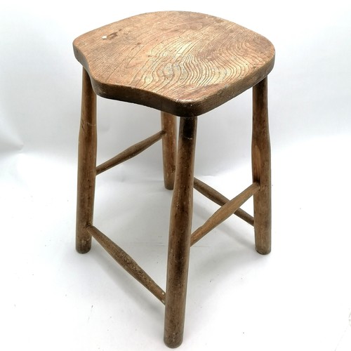 270 - Antique elm stool 54cm high x 30 x 30 top.