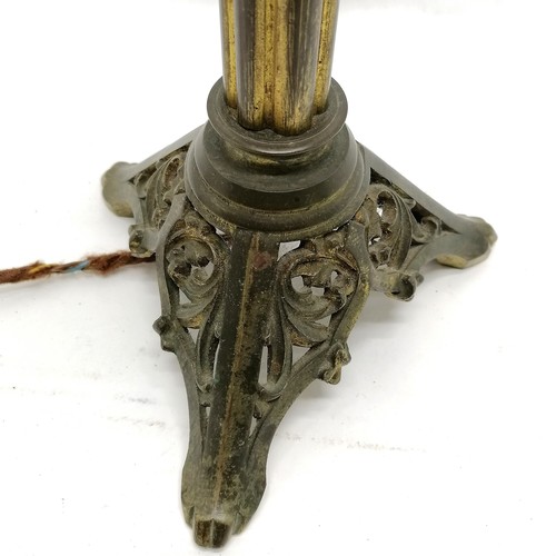 272 - Antique gilt brass candlestick lamp base, 54cm high. Losses to gilding otherwise in good overall use... 