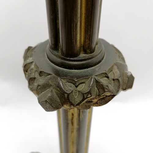 272 - Antique gilt brass candlestick lamp base, 54cm high. Losses to gilding otherwise in good overall use... 