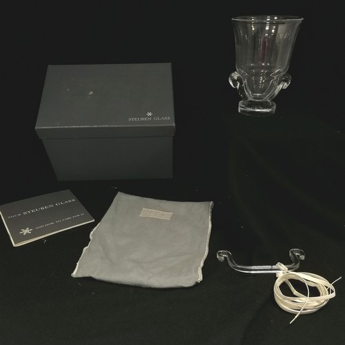 291 - Steuben glass vase with scroll base #7964 - 15cm high and has original box with packaging