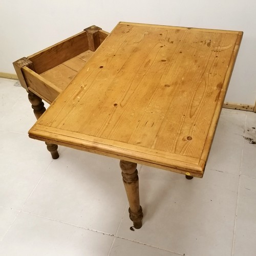 300 - Antique pine foldover extending table open 102cm wide x 143cm long x 81cm high, closed 100cm x 71cm ... 