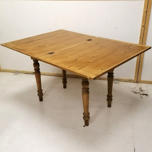 300 - Antique pine foldover extending table open 102cm wide x 143cm long x 81cm high, closed 100cm x 71cm ... 