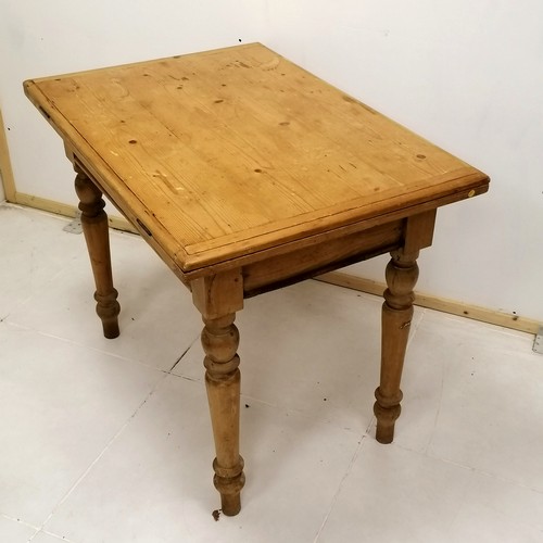 300 - Antique pine foldover extending table open 102cm wide x 143cm long x 81cm high, closed 100cm x 71cm ... 