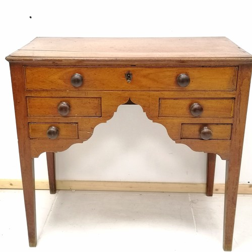 303 - Antique Mahogany low boy, with 4 short and 1 long drawer, 78 cms wide, 43 cms deep, 73 cms high inla... 