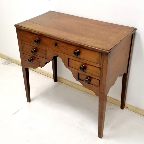 303 - Antique Mahogany low boy, with 4 short and 1 long drawer, 78 cms wide, 43 cms deep, 73 cms high inla... 