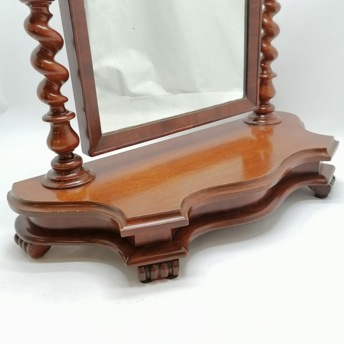 307 - Antique mahogany table top swing mirror with barley twist columns - 66cm high x 60cm wide ~ has been... 