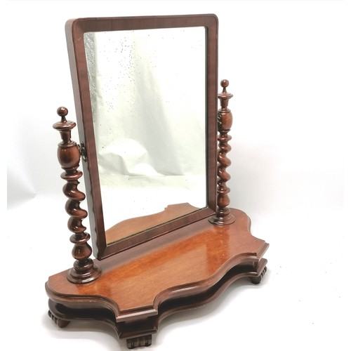 307 - Antique mahogany table top swing mirror with barley twist columns - 66cm high x 60cm wide ~ has been... 