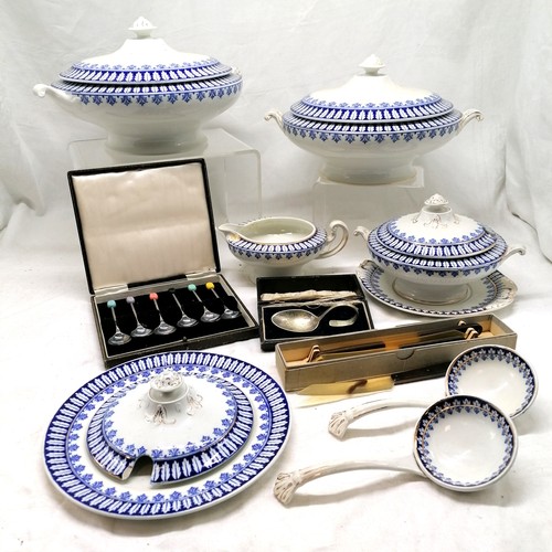 309 - Small qty of Gem dinnerware - 3 tureens (largest 24cm), jug, 2 ladles t/w boxed cutlery inc cased co... 