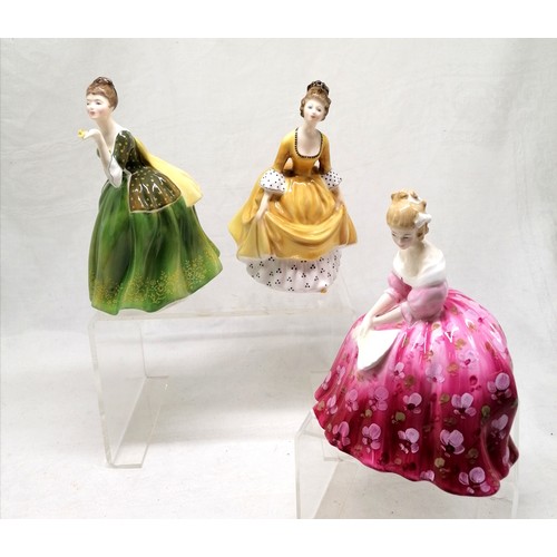 311 - 3 x Royal Doulton figurines HN2307 Coralie, HN2368 Fleur (flower slightly a/f) & HN2471 Victoria (ha... 