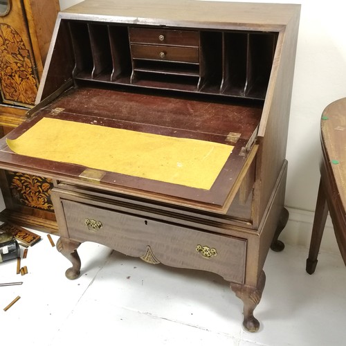 320 - Mahogany bureau and fold over card table card table has marks to the top and bureau is in used condi... 