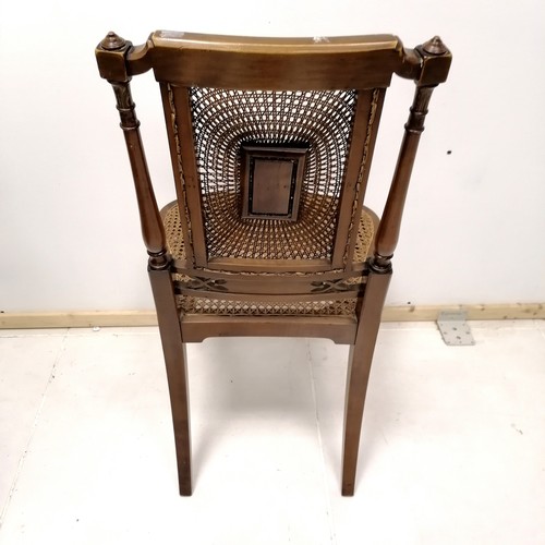 339 - Sheraton revival satinwood Bergère and hand painted bedroom chair, with a cherub painted panel to ba... 