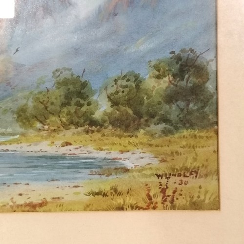 366 - 1920 framed watercolour painting of Lake St Clair Tasmania by William Haviland Lindley (1882-1969) -... 