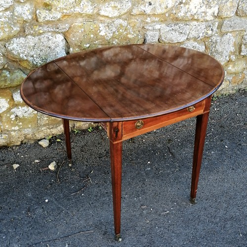 380 - Antique Mahogany drop flap table with single drawer 80cm x 50cm x 70cm.