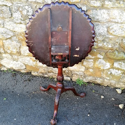 381 - Antique mahogany pie crust tilt top table 71cm diameter